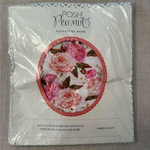 New Posh Peanut Signature Maternity Delivery Robe in White and Pink Roses
